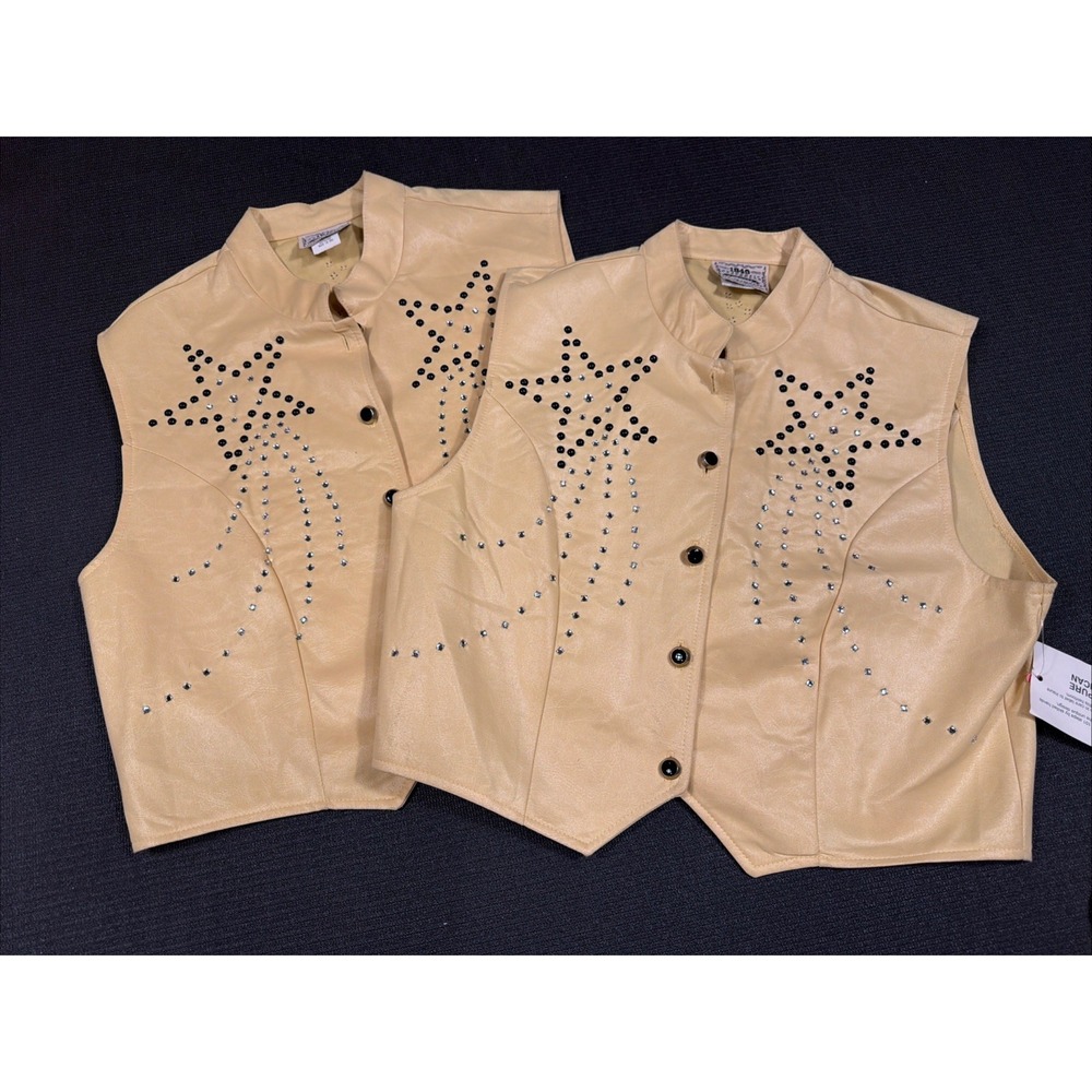 New 1849 Authentic Ranchwear Western Show Vest Star Bling Lot Of 2 Large And XL